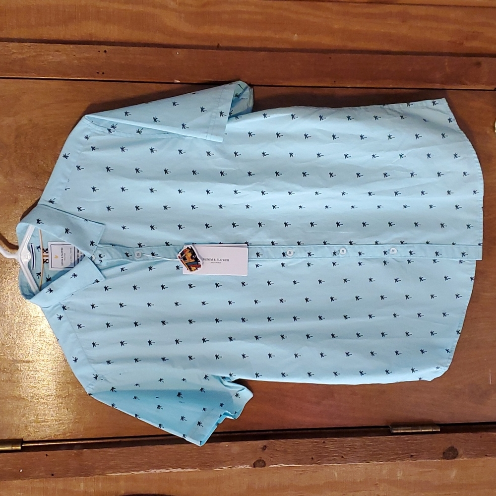 Hawaiian Beach shirt - Denim & Flower